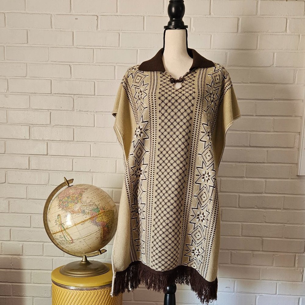Vintage 70's Serape/Poncho w/Fringe